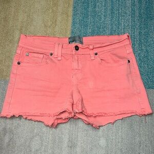 Bench salmon pink denim shorts with raw edges